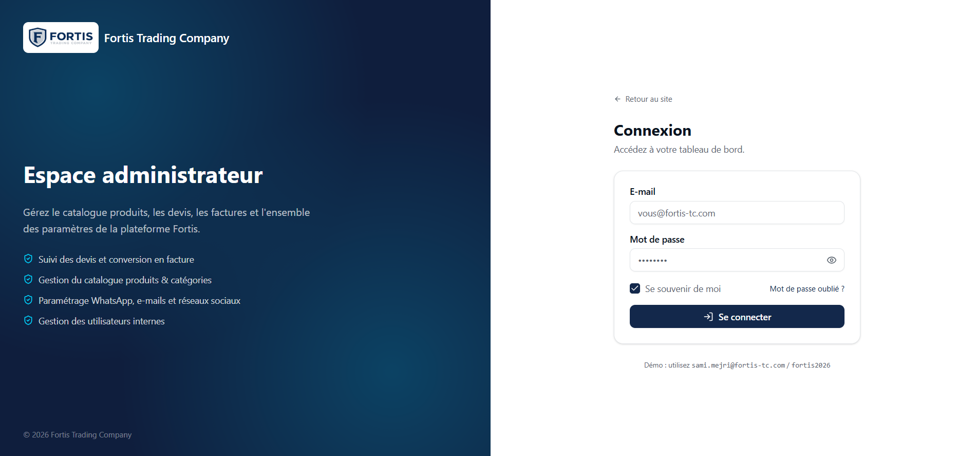 Espace administrateur